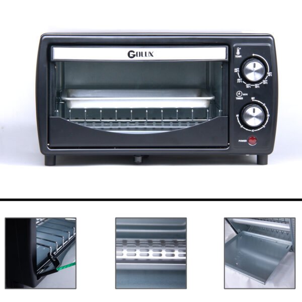 9L Compact Black Under Cabinet Toaster Oven For 4 Slices and 8“ Pizza - Image 2